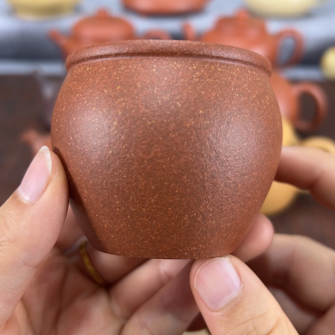 茶壶紫砂红降破矿料杯