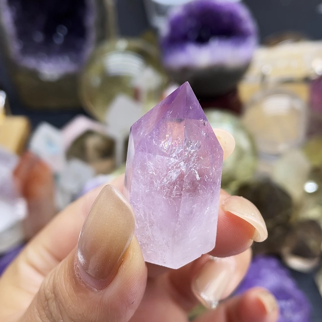 珠宝半成品水晶未镶嵌123紫水晶柱子福利