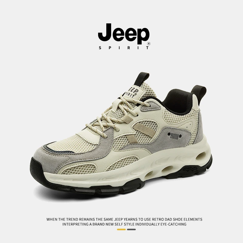 JEEPSPIRIT吉普男鞋时尚单鞋夏季透气2025新款男士百搭休闲运动鞋