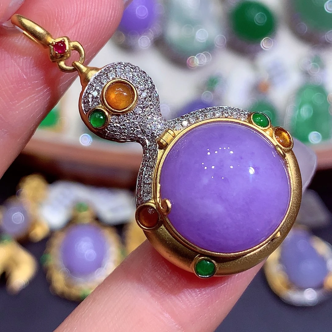 翡翠18K金镶嵌吊坠(不含链)