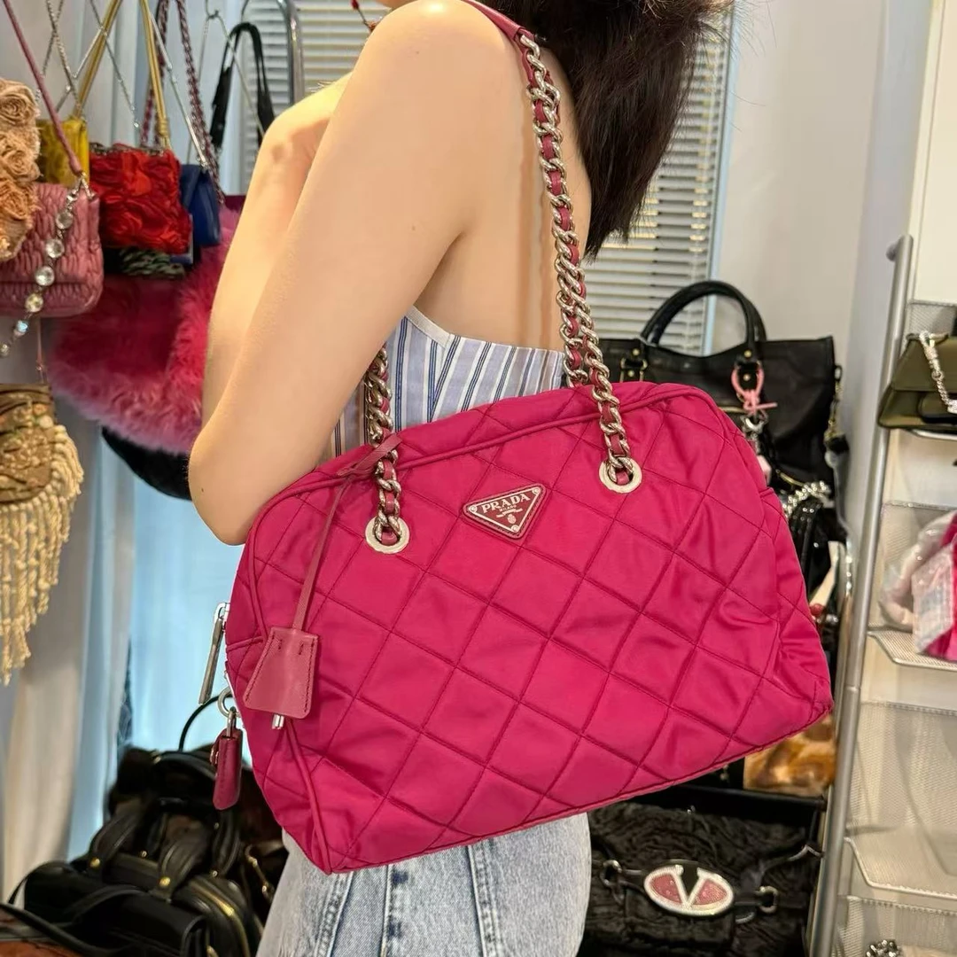 95新 Prada/普拉达 辣辣/降落伞公文手提单肩包