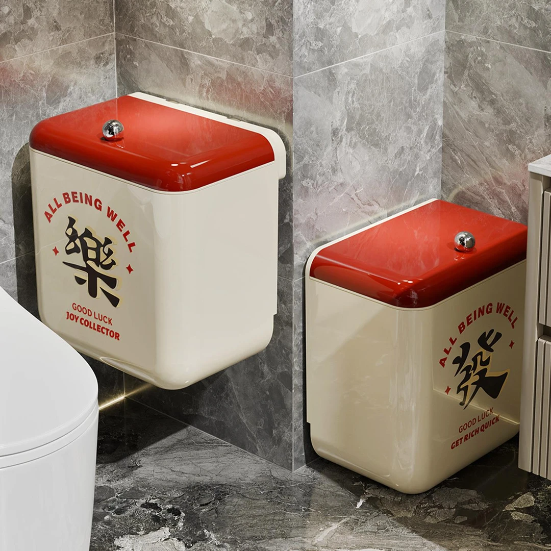 吸盘垃圾桶家用2025新款卫生间厕所专用带盖大容量垃圾桶厕所专用