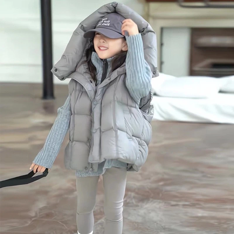 巴拉女童羽绒马甲秋冬装洋派女孩坎肩外套儿女童90白鸭绒外穿马甲