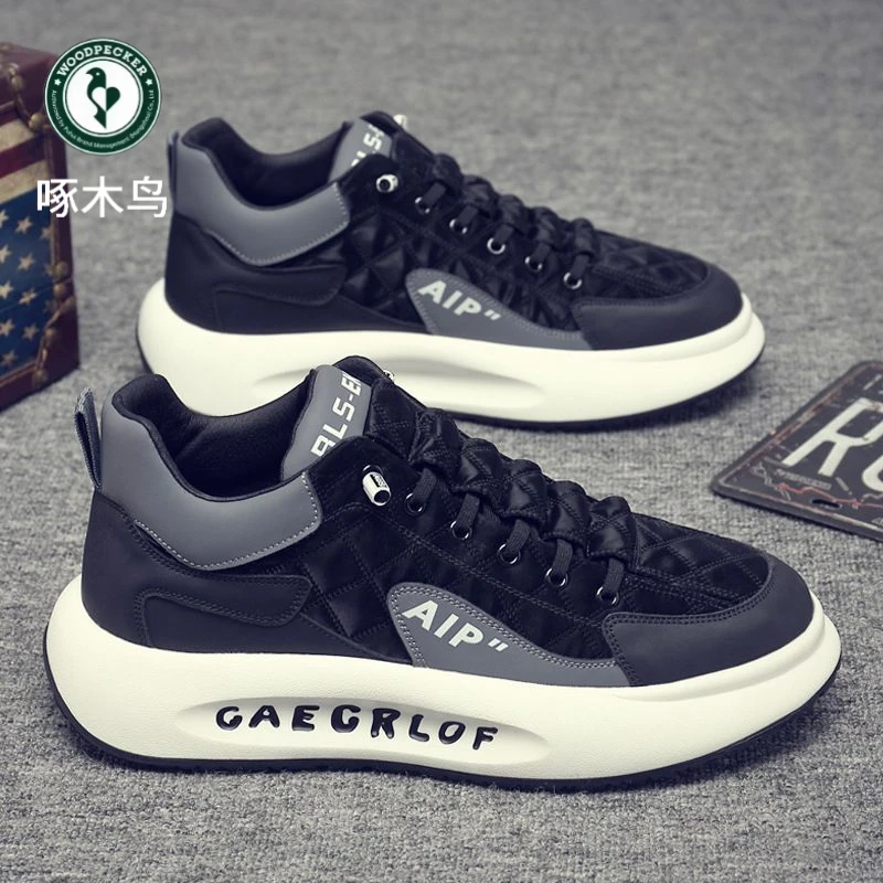 啄木鸟男鞋新款厚底运动跑步休闲增高老爹懒人一脚蹬潮鞋百搭潮流