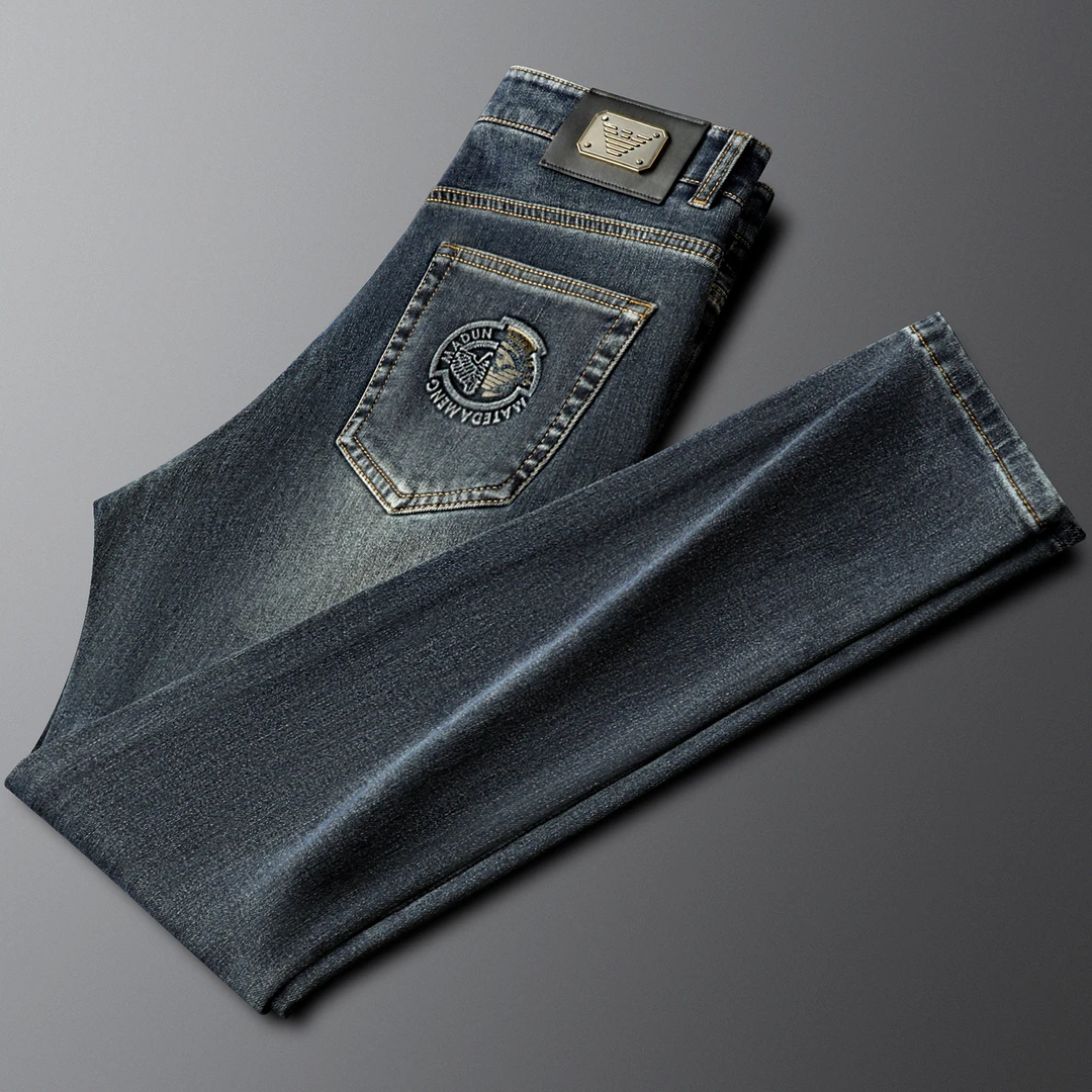 简纳曼克轻奢牛仔裤男士秋冬季潮流修身小直筒显瘦显高休闲长裤