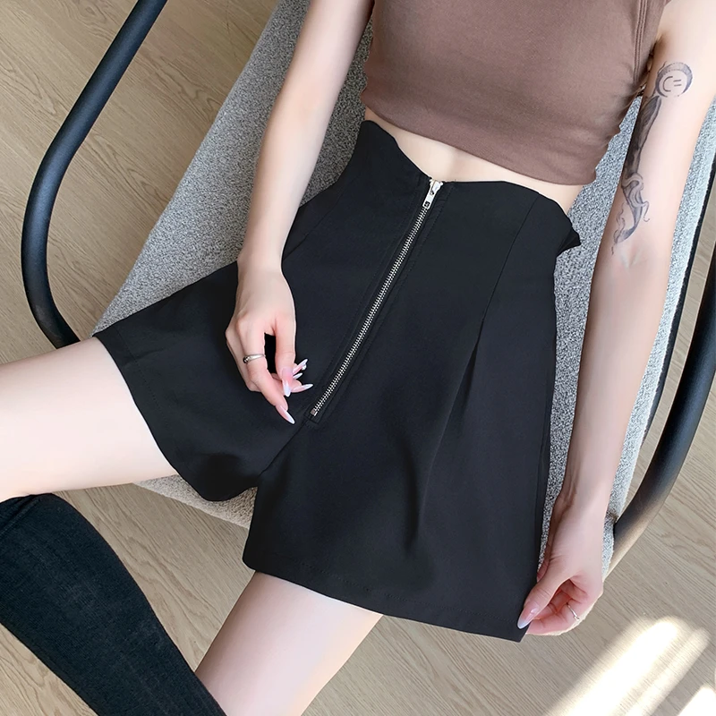 M大码梨形身材胖mm夏新款高腰显瘦A字短裤遮肉百搭西装休闲阔腿裤