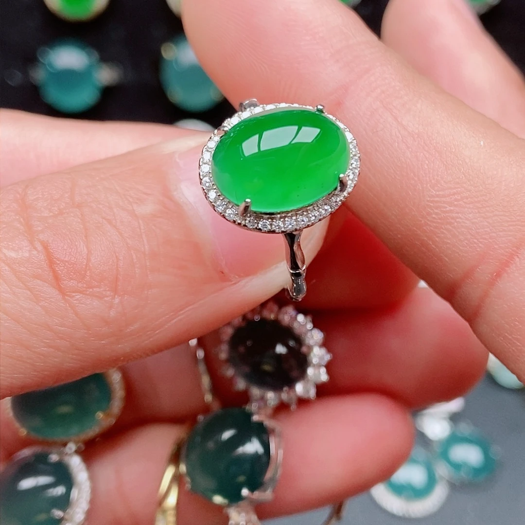 翡翠戒指银S925镶嵌85452596