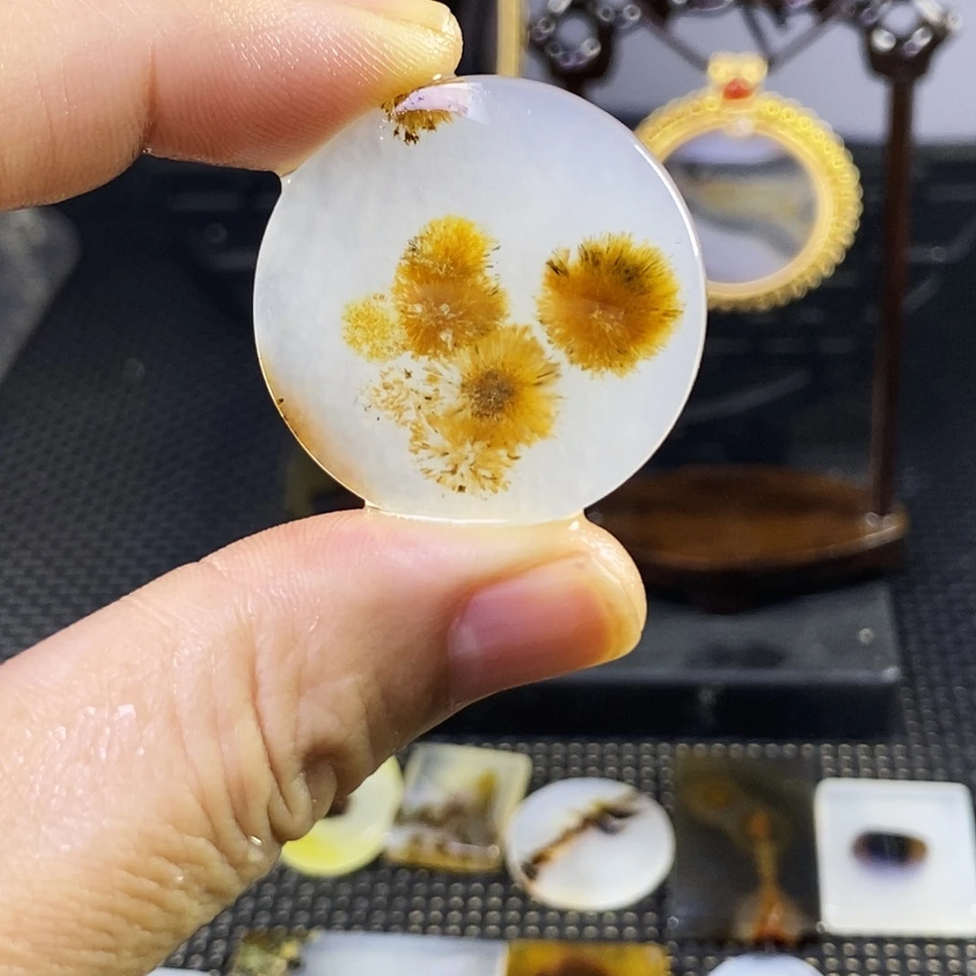 合成碳硅石非金属时尚图纹画面石饰品