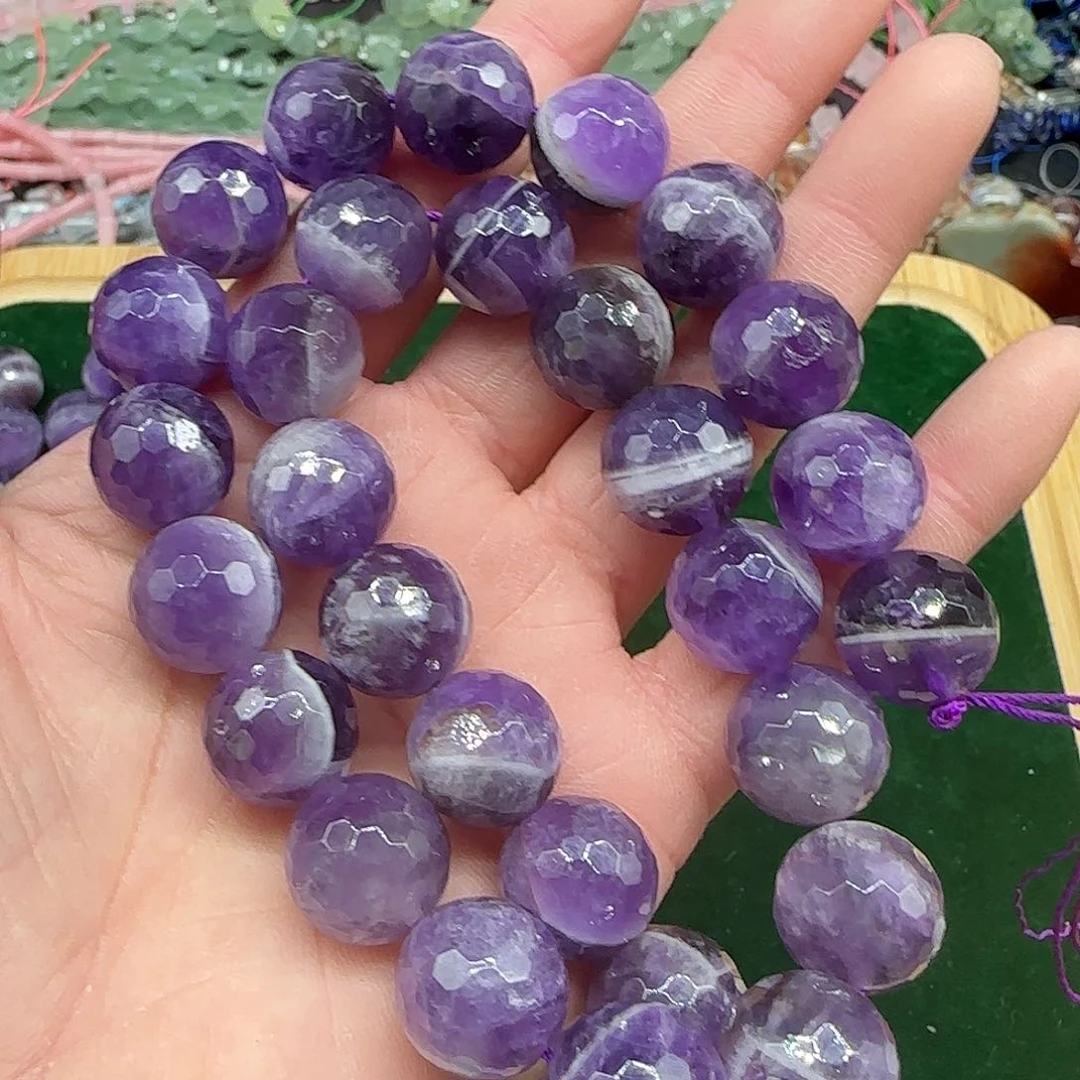 玛瑙/玉髓珠宝半成品合金紫水晶13mm一条