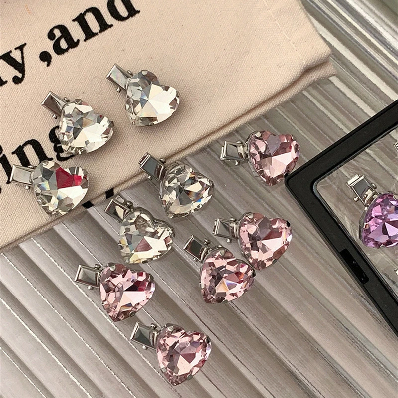 高颜值大号爱心水钻奢华发夹高级感洋气少女刘海碎发侧边夹