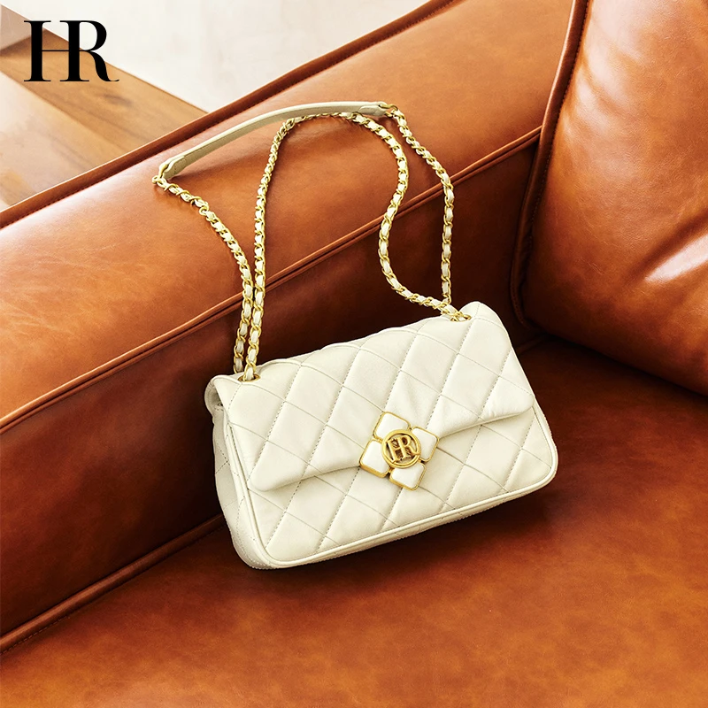 【圣诞礼物】HR赫莲娜女包四叶草菱格包百搭真皮单肩包