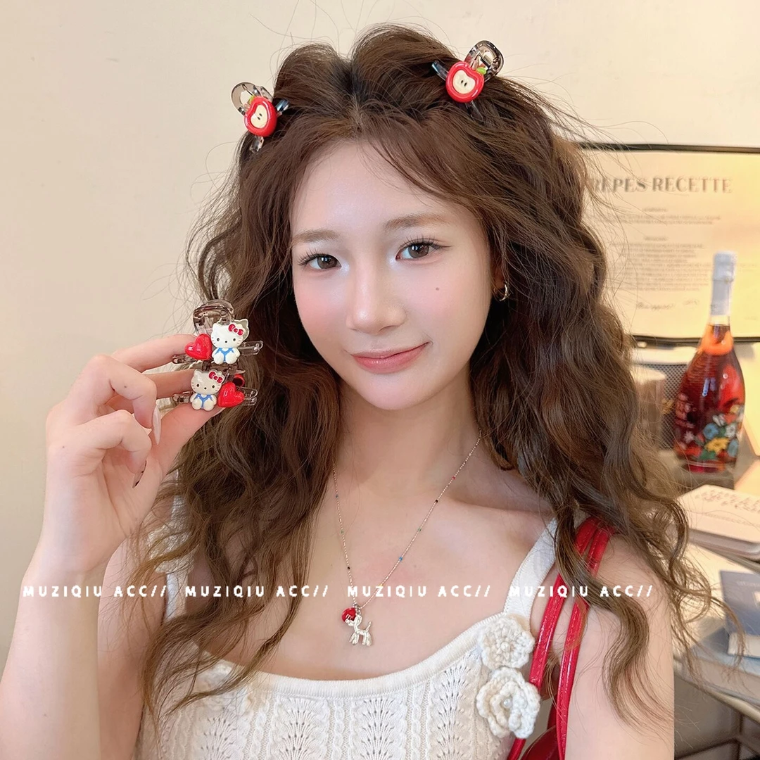 木子秋可爱苹果爱心KT猫咪刘海小抓夹高级感气质时尚甜美网红发夹