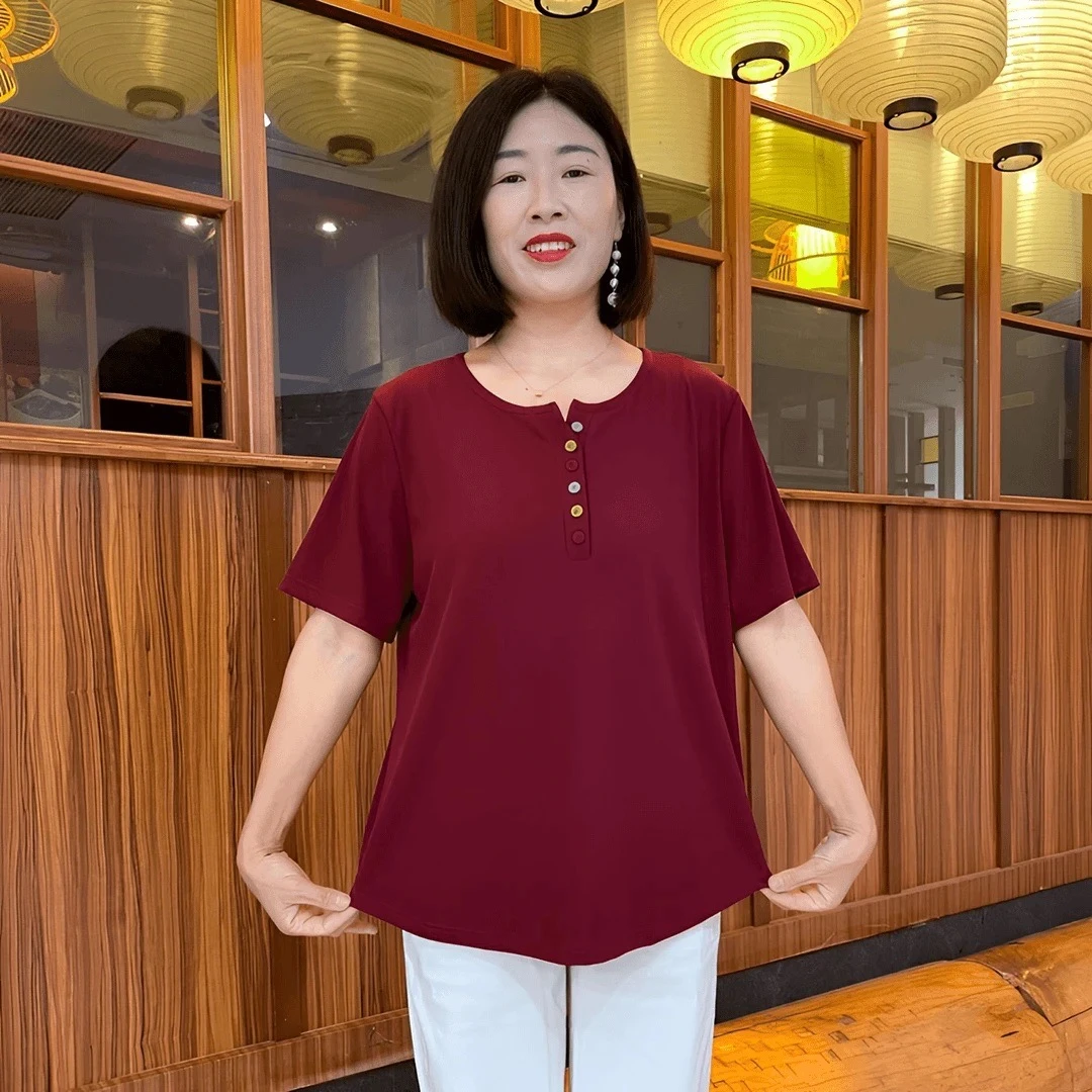 夏季短袖新款T恤圆领印花减龄时尚洋气宽松百搭上衣女士小衫