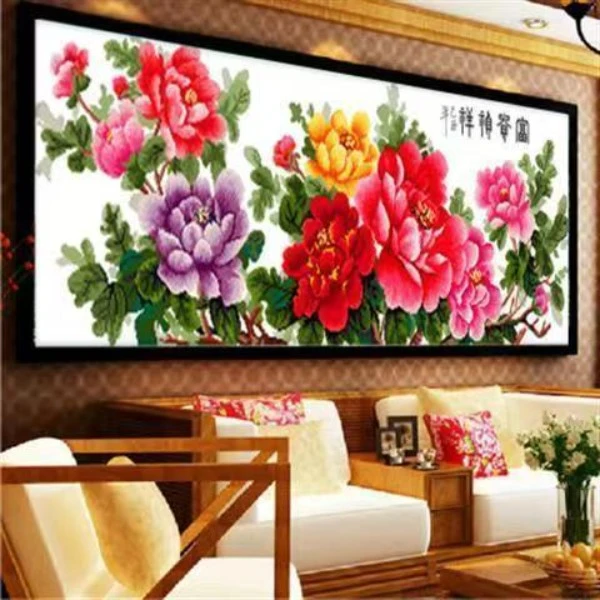 珠绣十字绣圆珠子绣彩珠绣全珠绣十字绣花开富贵富贵祯祥牡丹客厅