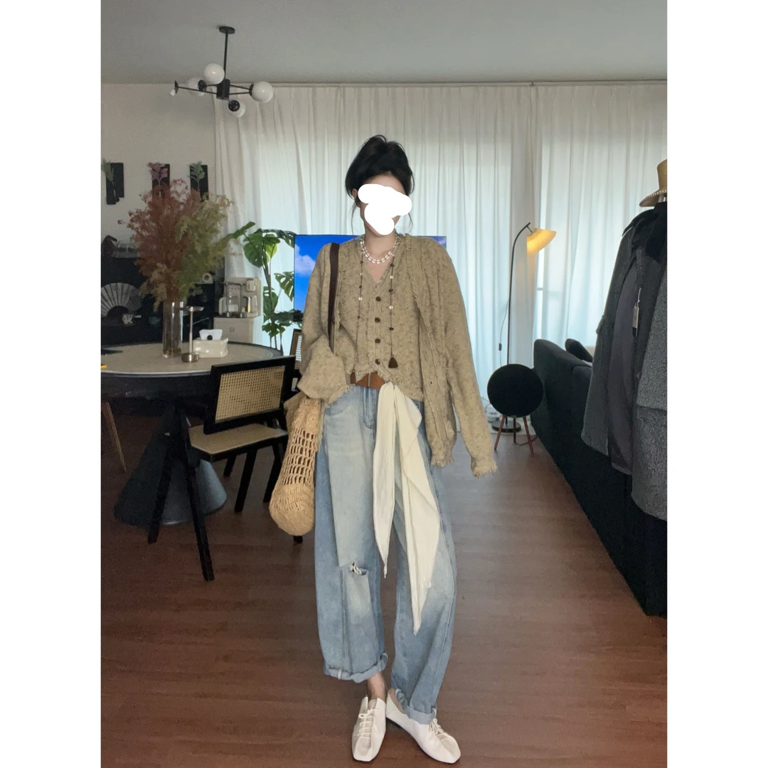 韩系小香风慵懒风松弛感百搭宽松显瘦针织衫2025早秋新款开衫外套