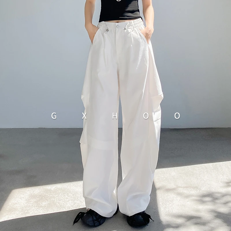 GXHOO美式褶皱直筒休闲裤春秋宽松速干伞兵工装裤户外登山系长裤