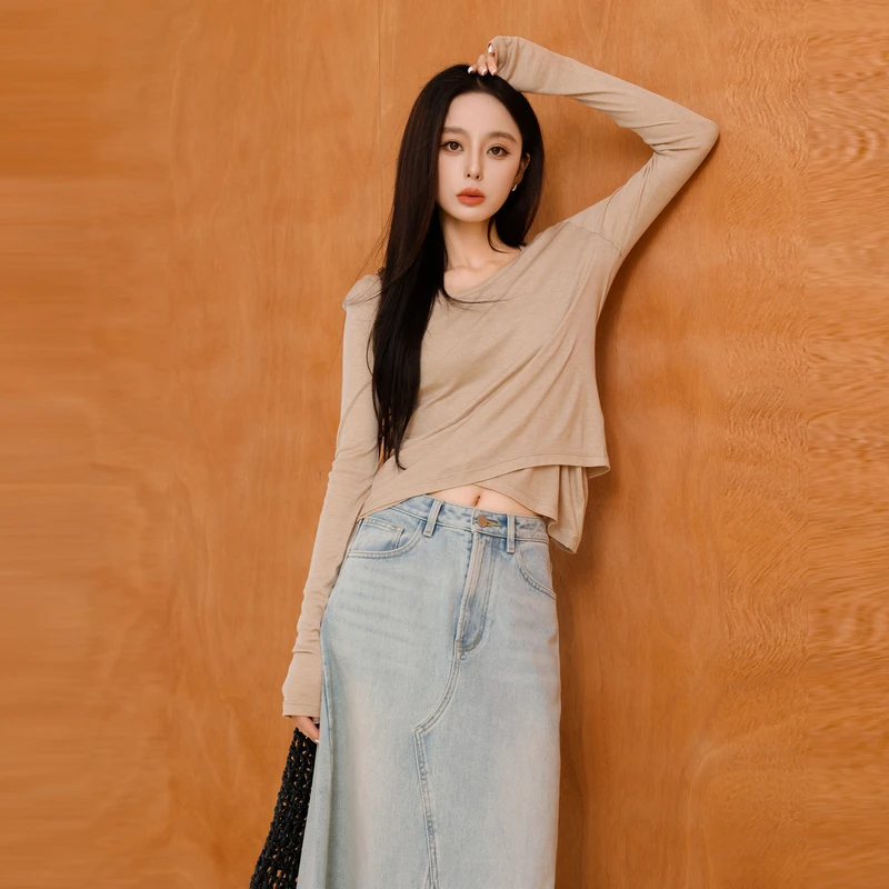 【秋季新款】AIRIQI打底针织衫长袖显瘦背心叠穿套装AX43TZ185