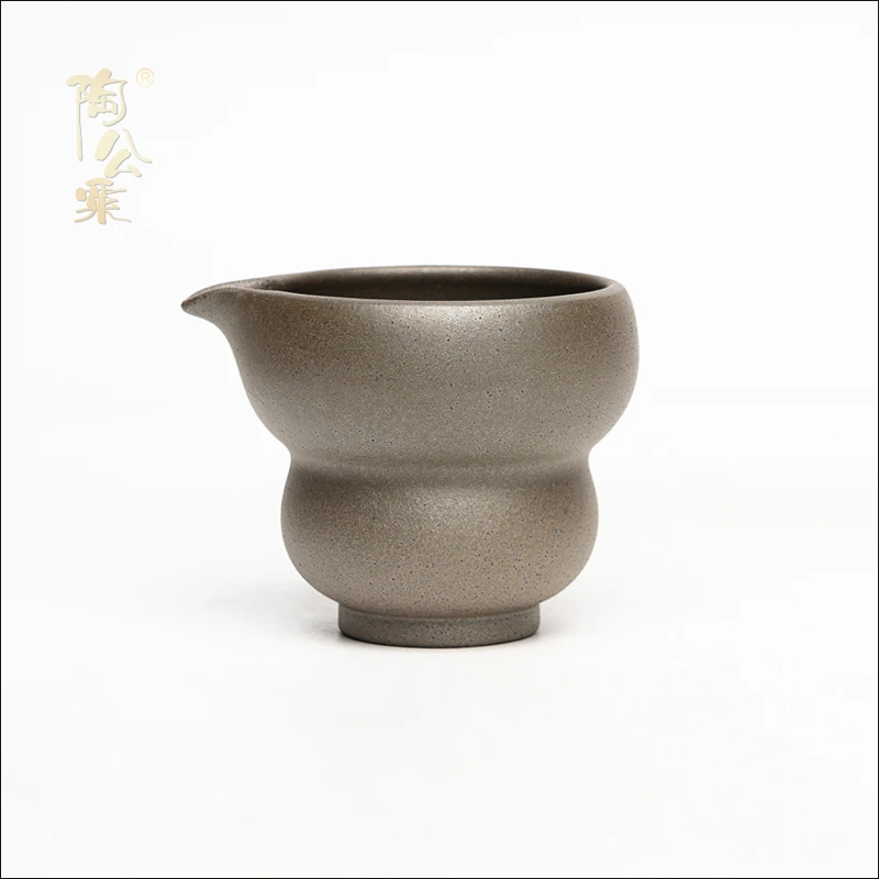 陶公粟原矿蟹壳青还原烧手制《葫芦公道》180cc容量精美手制茶具