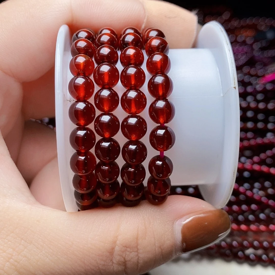 未镶嵌手链石榴石淡****96 4圈毕业级