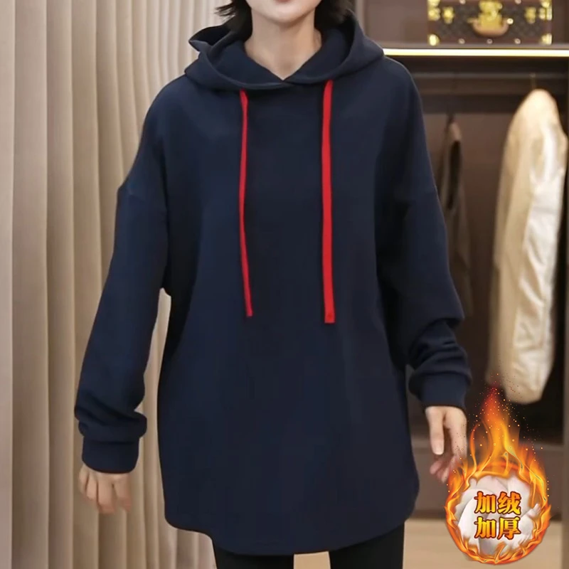 高级感连帽卫衣女2025新款秋冬慵懒宽松韩版独特超好看中长款上衣