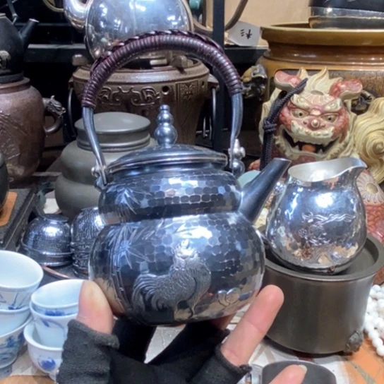 蜜安罐瓷香炉锡茶则