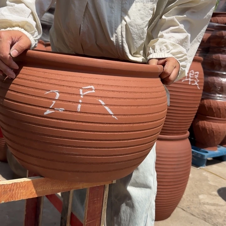 紫砂花盆口40高30宜兴紫砂瑕疵粗糙花泥发两个