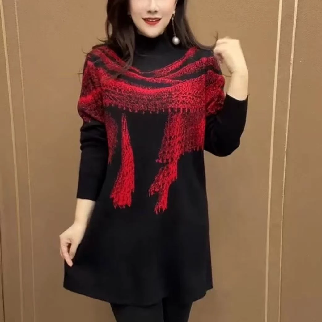 2025冬季高档设计印花妈妈装上衣