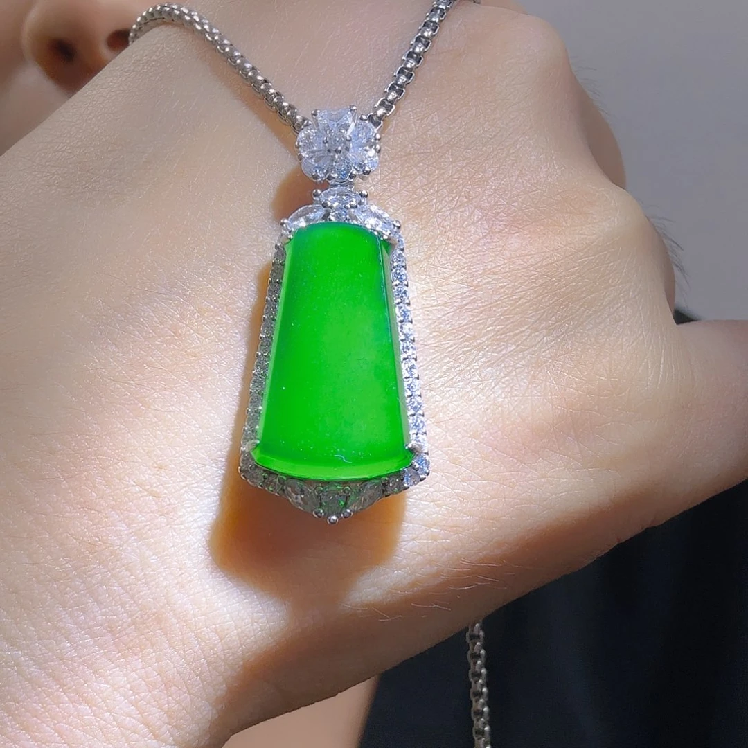 翡翠银S925镶嵌吊坠(不含链)