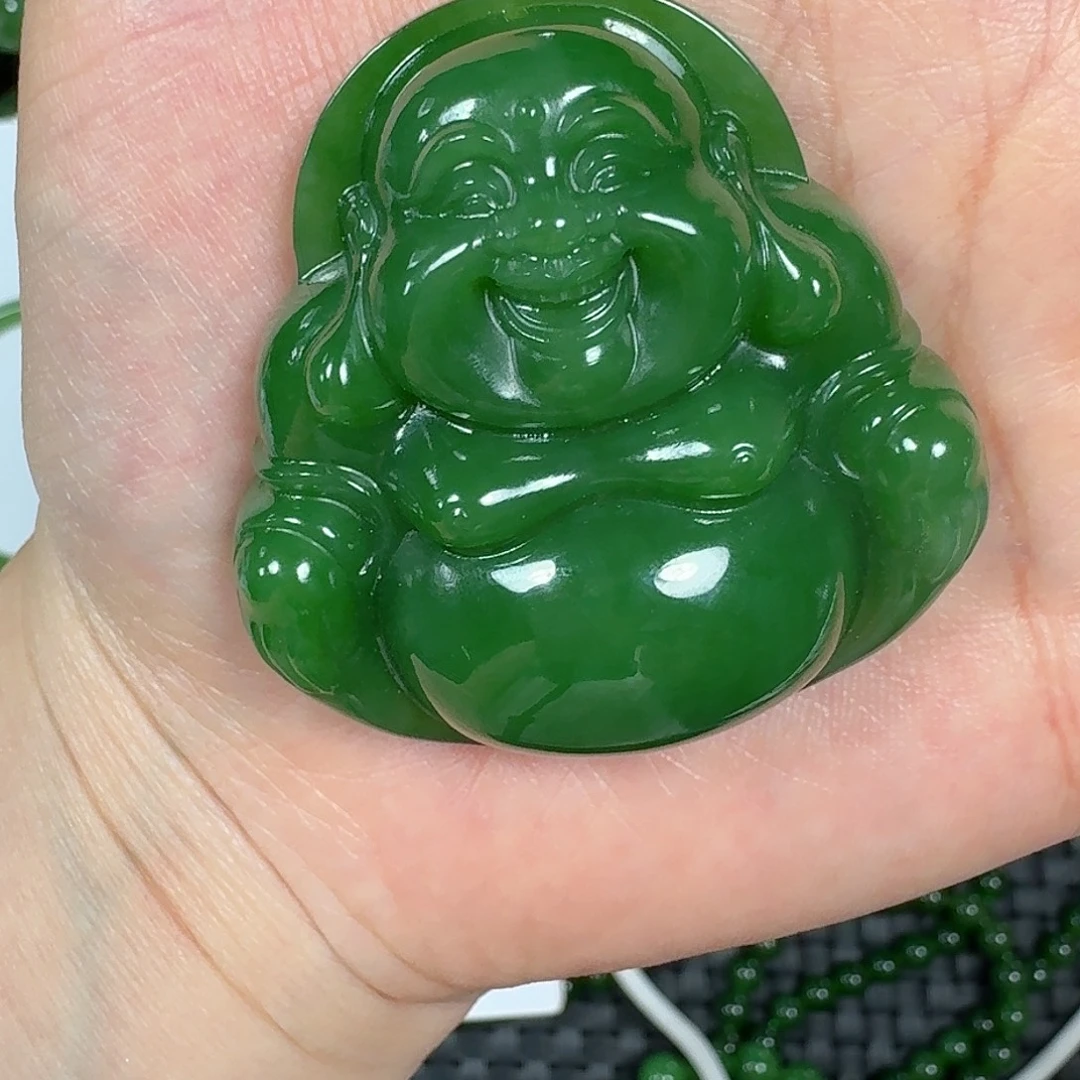 回****和田玉（碧玉）未镶嵌吊坠(不含链)俄老料阳绿47佛公
