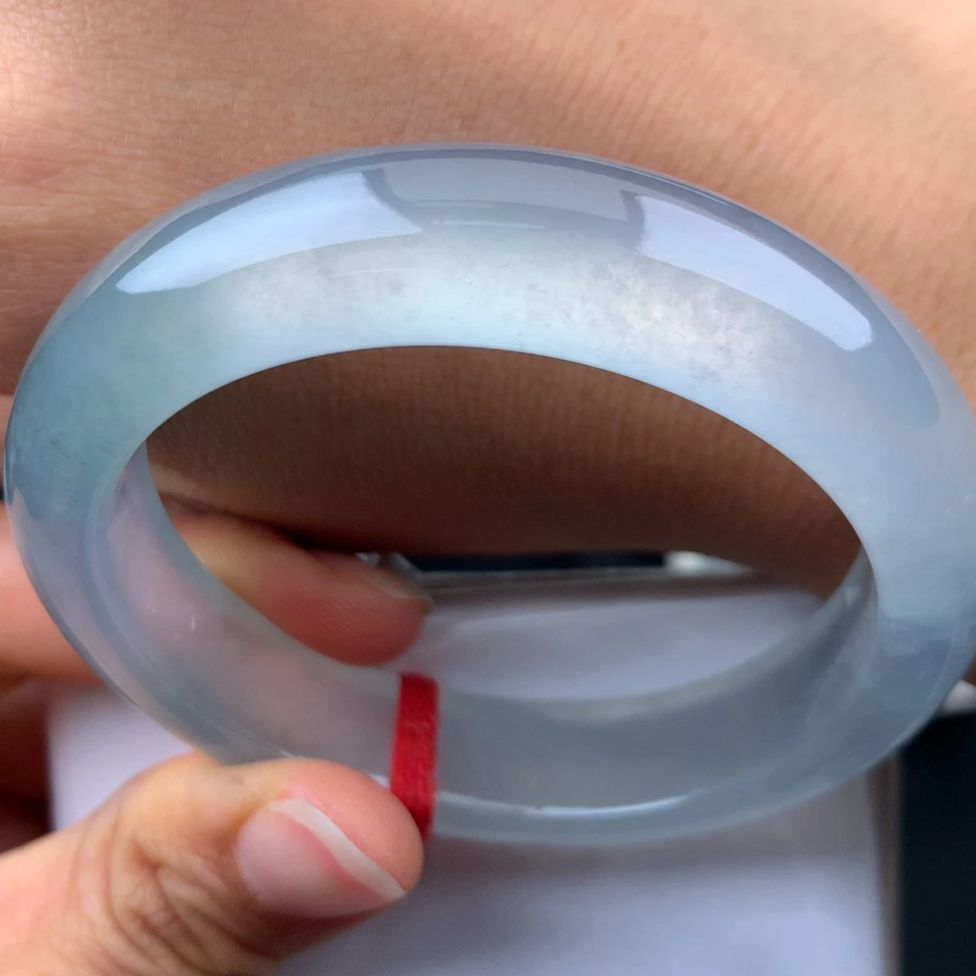 麟***喜翡翠未镶嵌手镯冰透炸光