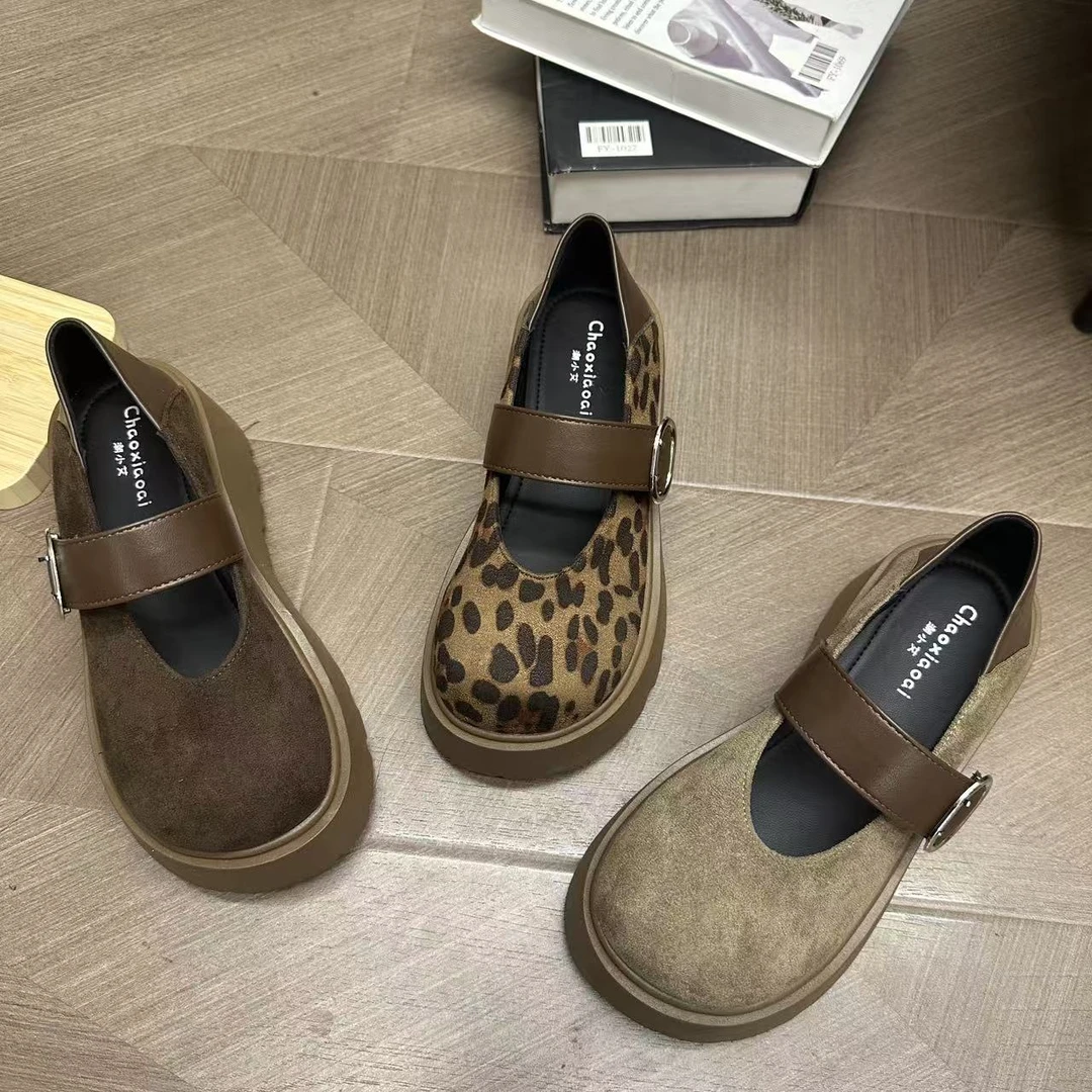 厚底7CM浅口勃肯鞋女2025年新款春季百搭矮子乐增高玛丽珍单鞋子