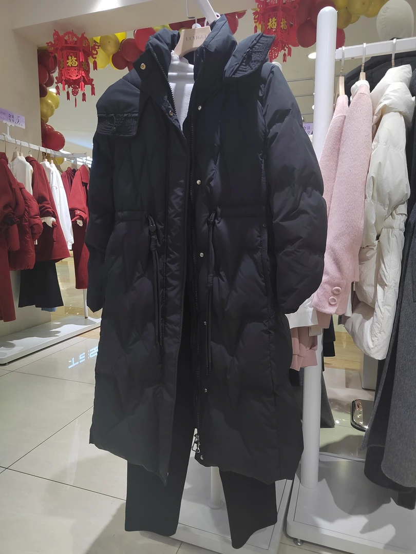 新款女长款加厚连帽休闲保暖外套冬季