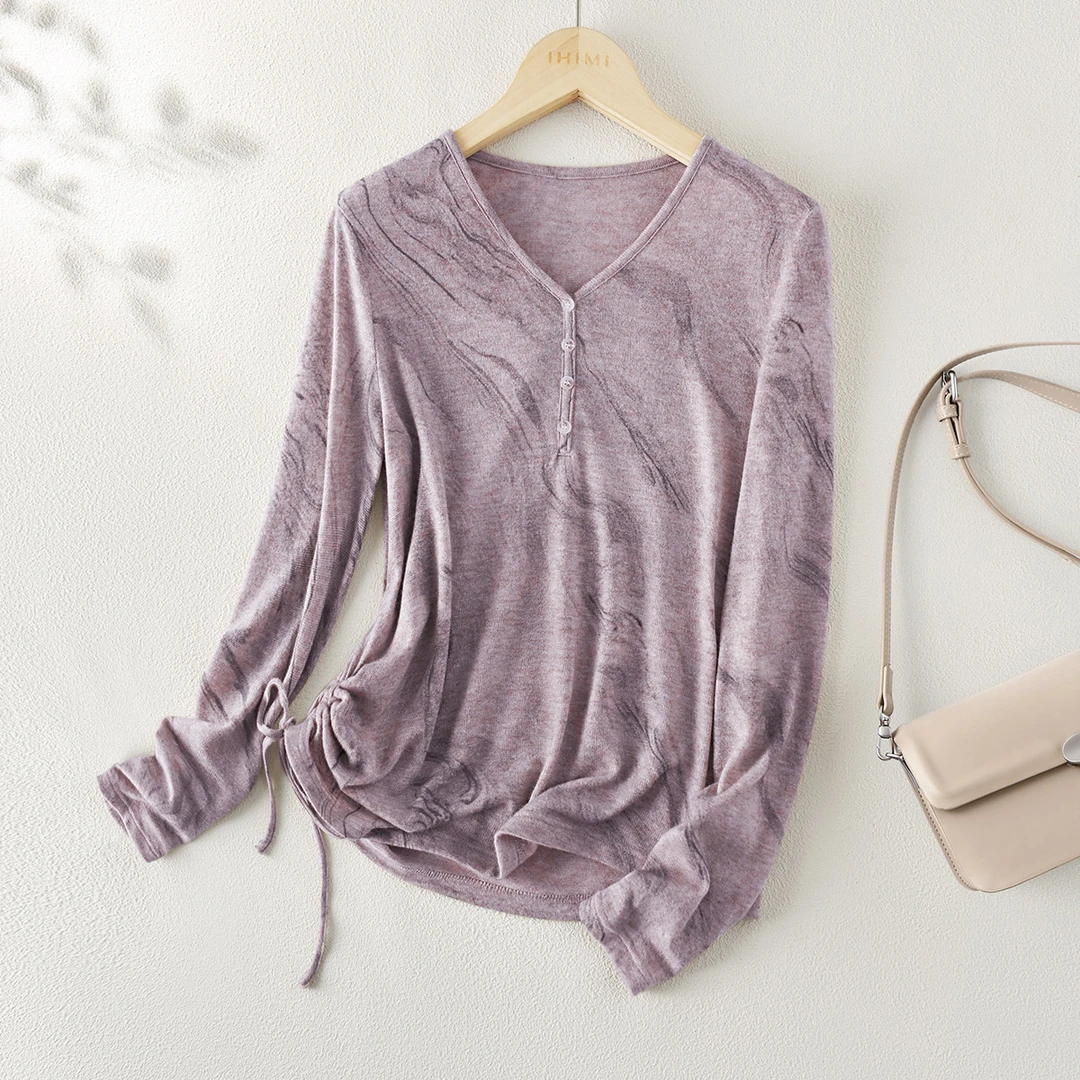 IHIMI/海谧【云柔漫步】上衣25秋季新款侧腰空气感休闲品质女2218