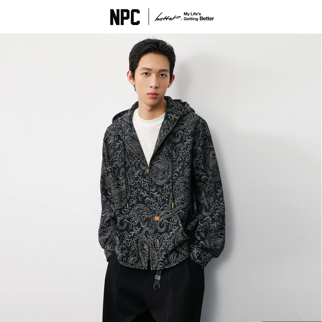 NPC潮牌腰果花连帽宽松休闲印花外套满印复古NP58TJ24