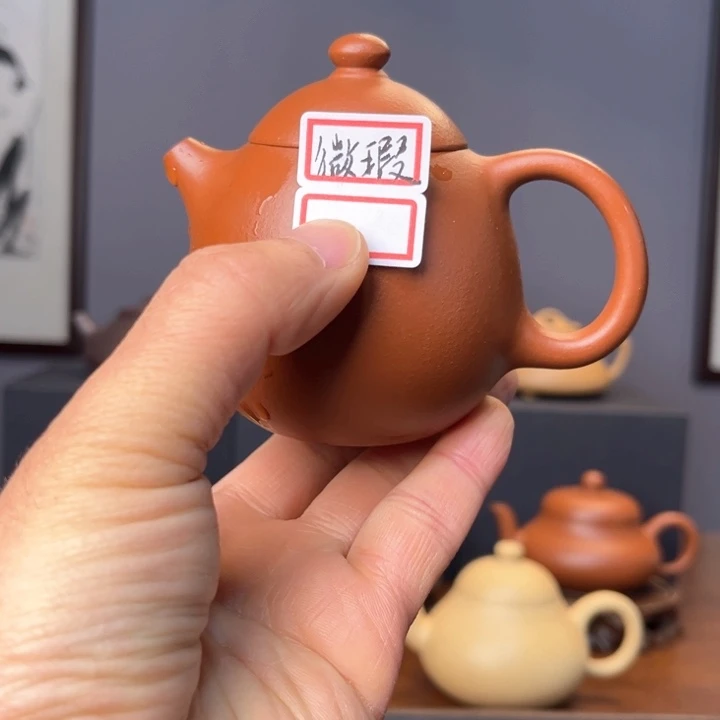 紫砂茶壶鱼龙蛋壶 微瑕 朱泥 半手工制作
