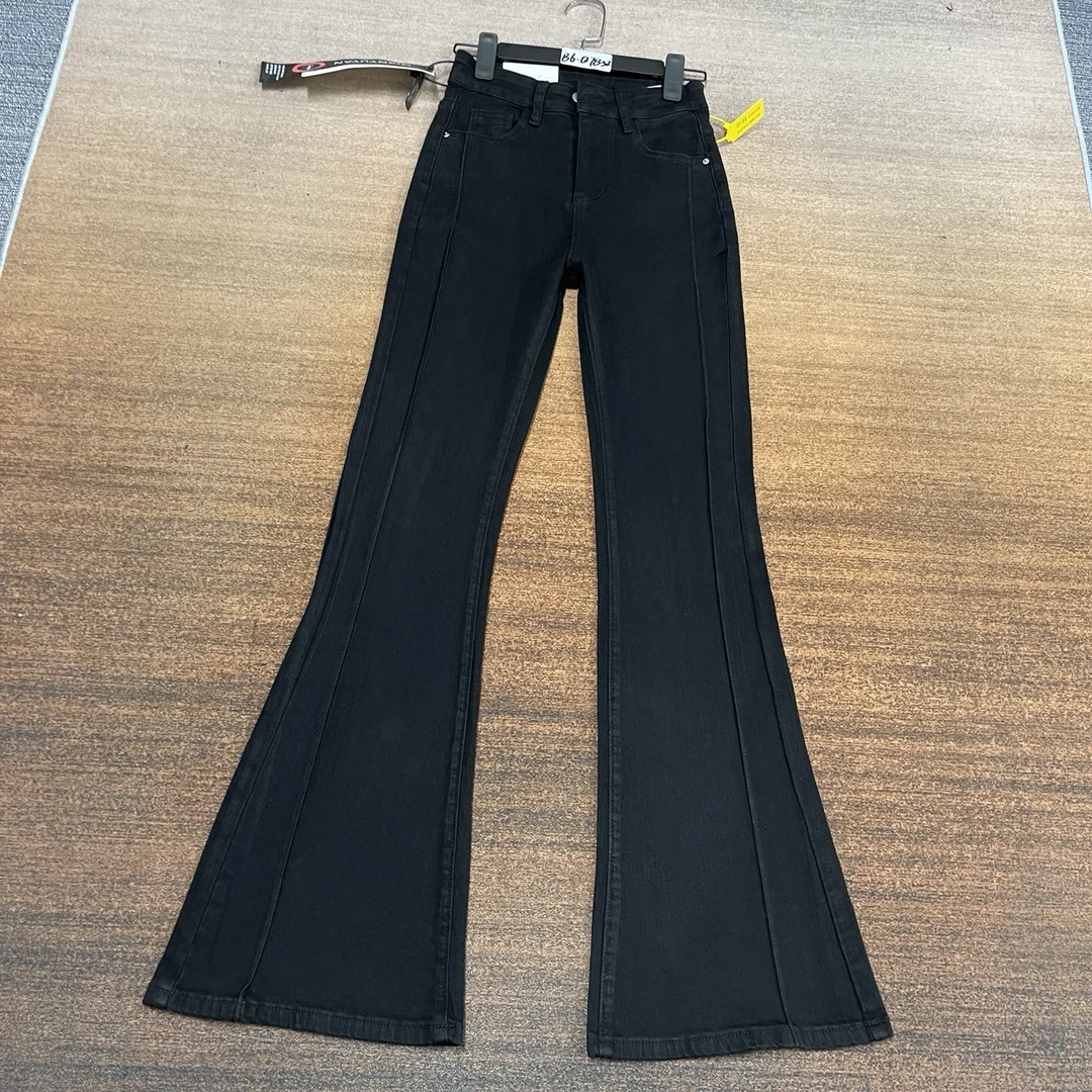 #B6-Q7832 高货 黑色美式小众拼接美腿女神裤 高弹（不换退）