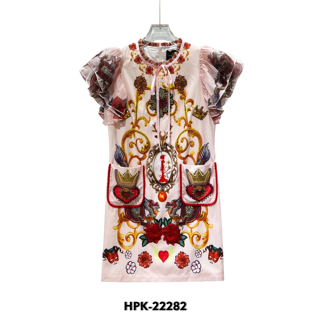 时尚休闲女士夏季复古宽松重工 2025新款夏装连衣裙镶钻 手工钉珠