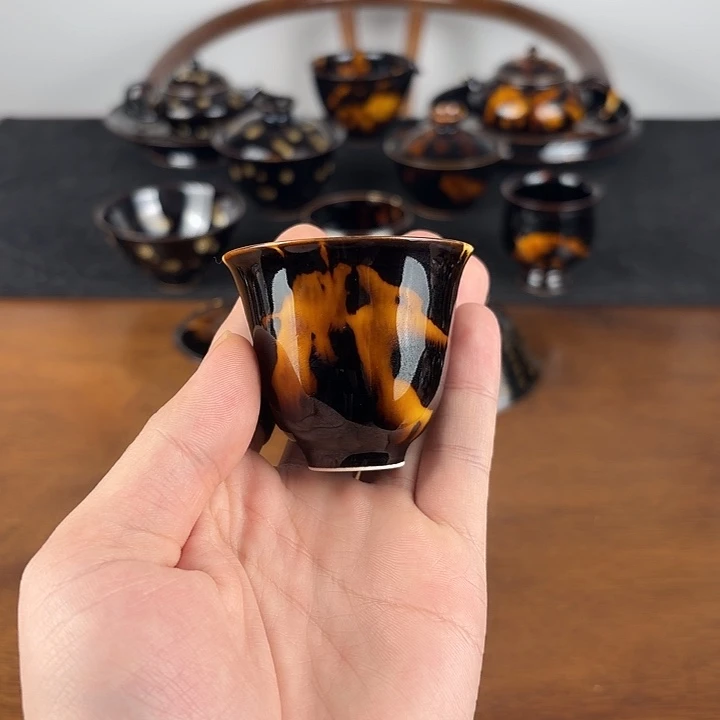 陶瓷玳瑁釉闻香小客杯