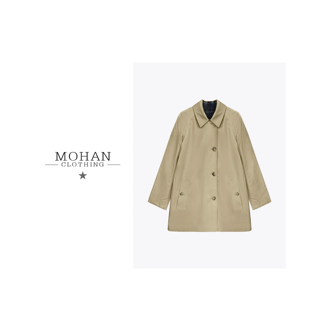 高奢时尚潮流休闲舒适百搭经典格纹风衣FZCO-457