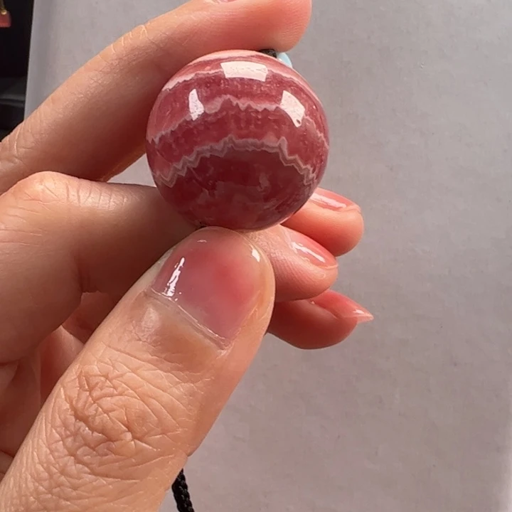 菱锰矿（红纹石）单珠未镶嵌萱*