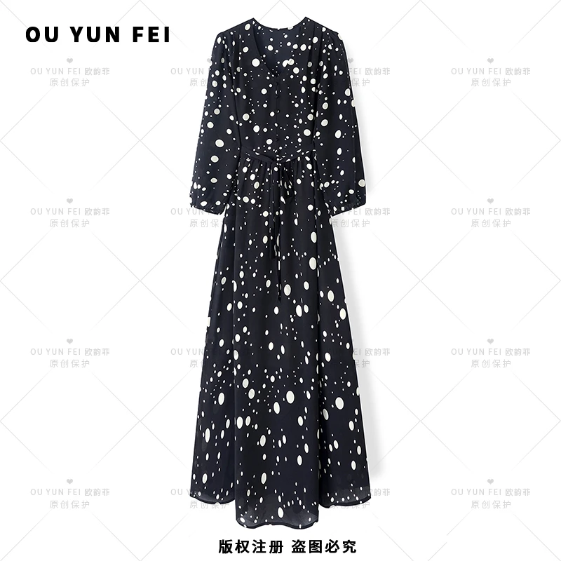 轻奢连衣裙女气质显瘦穿搭时尚优雅洋气高级感长裙F1576