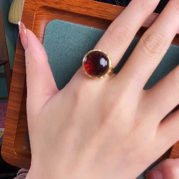 血珀银S925镶嵌戒指戒指