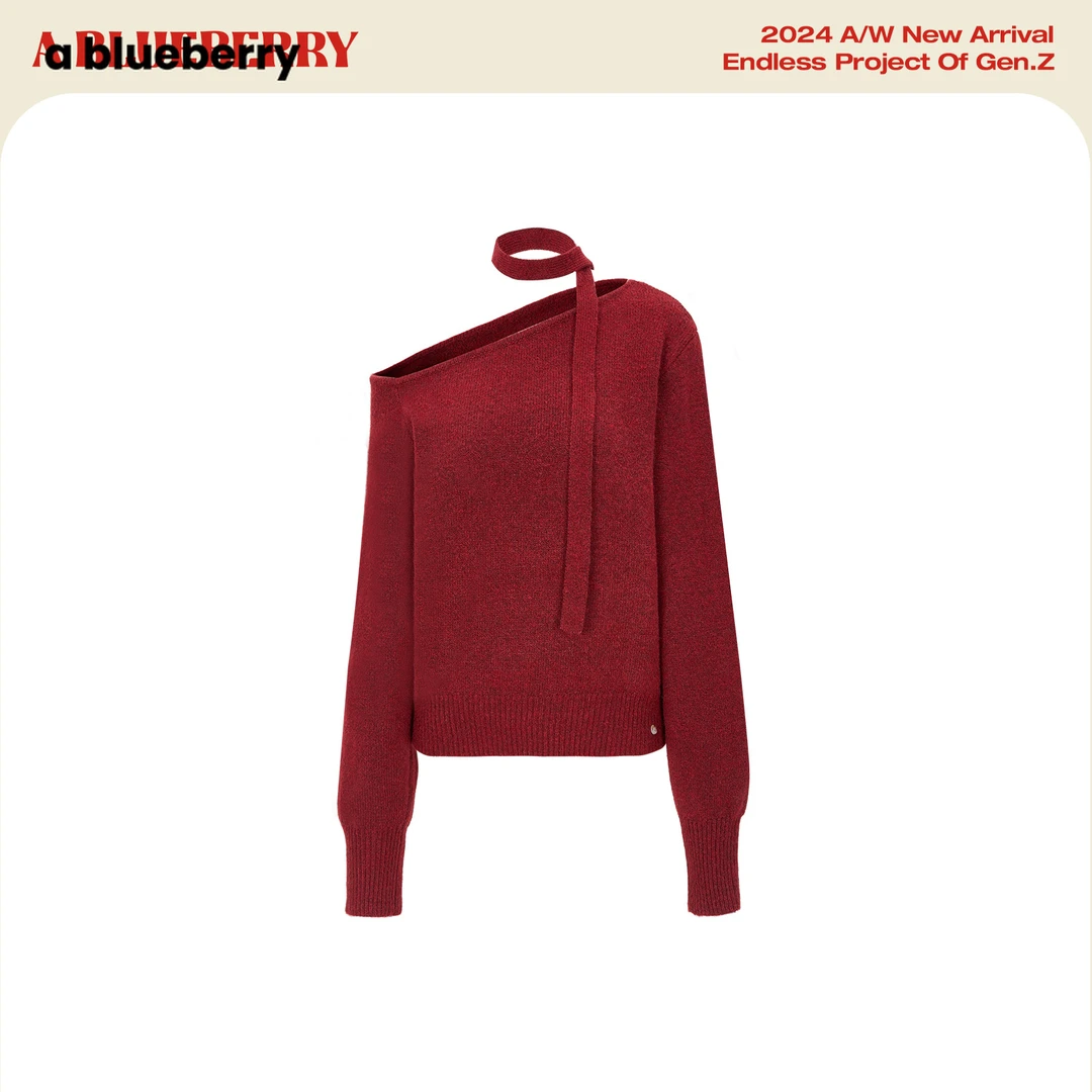 ablueberry 时尚设计感韩版系带毛衣女显瘦高级感针织衫BAD852