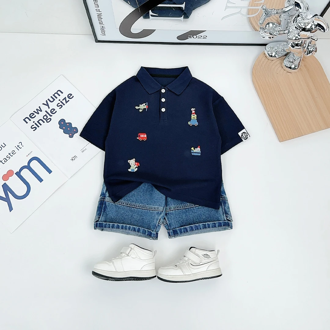 儿童夏装短袖POLO衫男童夏T恤薄款2025新款 HZ25365 悠悠童话童装