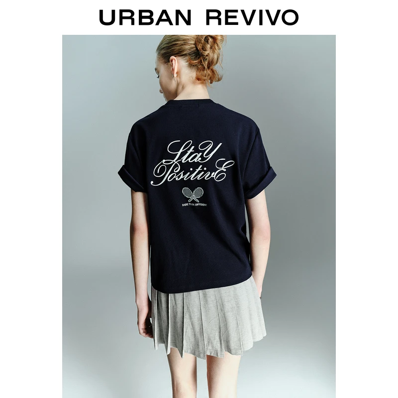 UR2025春季新款女装网球运动风字母网球装饰短袖T恤UYU450046