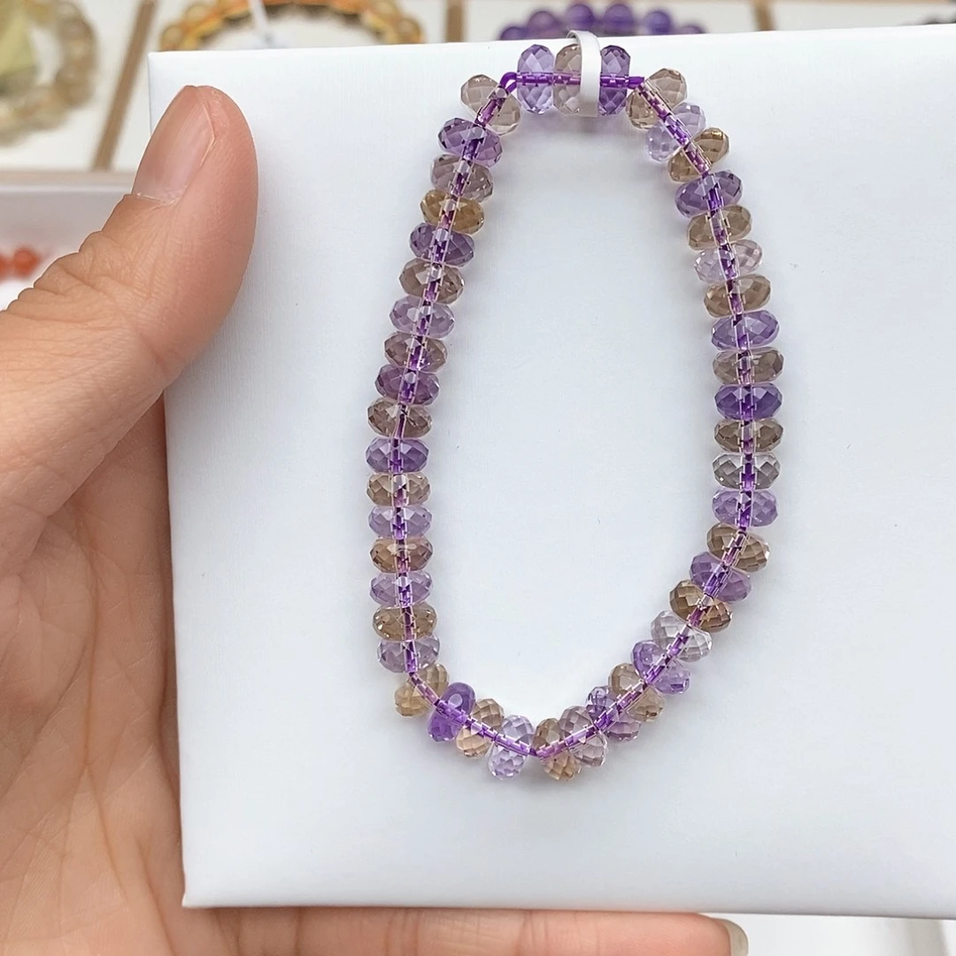 水晶手链未镶嵌紫黄刻面7