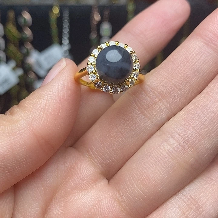 和田玉银S925镶嵌戒指