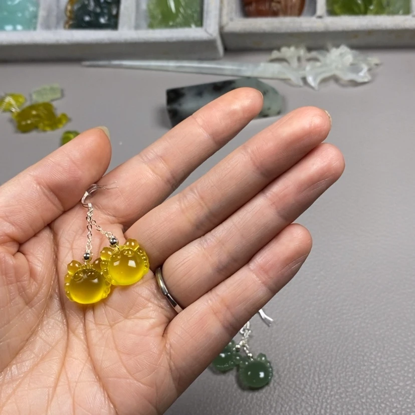 【闪购商品】蛇纹石玉挂件耳饰耳环项链未镶嵌8*