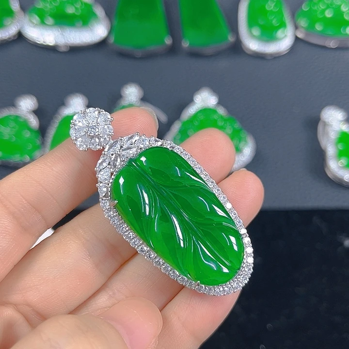 ****见吊坠(不含链)银S925镶嵌翡翠