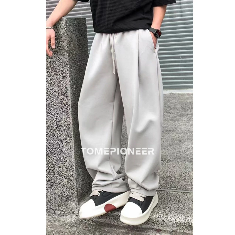 TOMEPIONEER夏季休闲裤阔腿裤高街纯色宽松垂感男士夏季裤子薄款